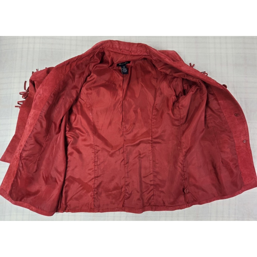 Denim&Co Red Suede Fringe Jacket - Picture 4 of 14
